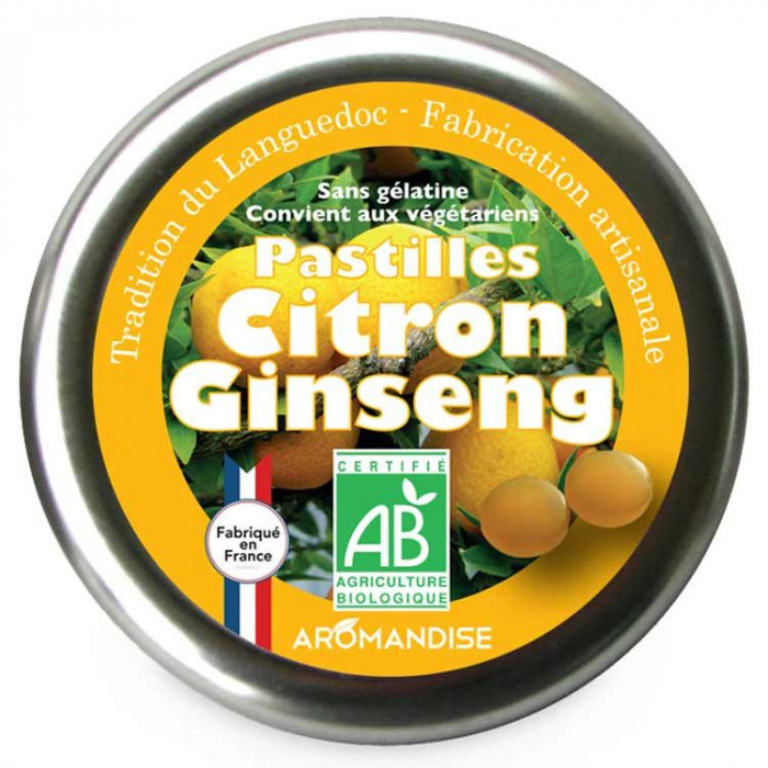 Pastilles citron ginseng - Confiserie du Languedoc - face - Aromandise