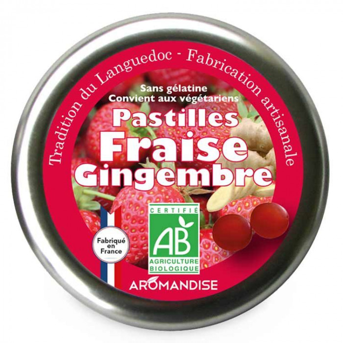 Pastilles Fraise Gingembre - Confiserie du Languedoc - face - Aromandise