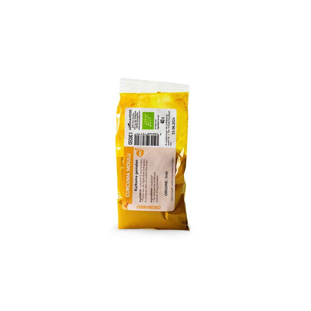Curcuma moulu - sachet zéro plastique - Aromandise