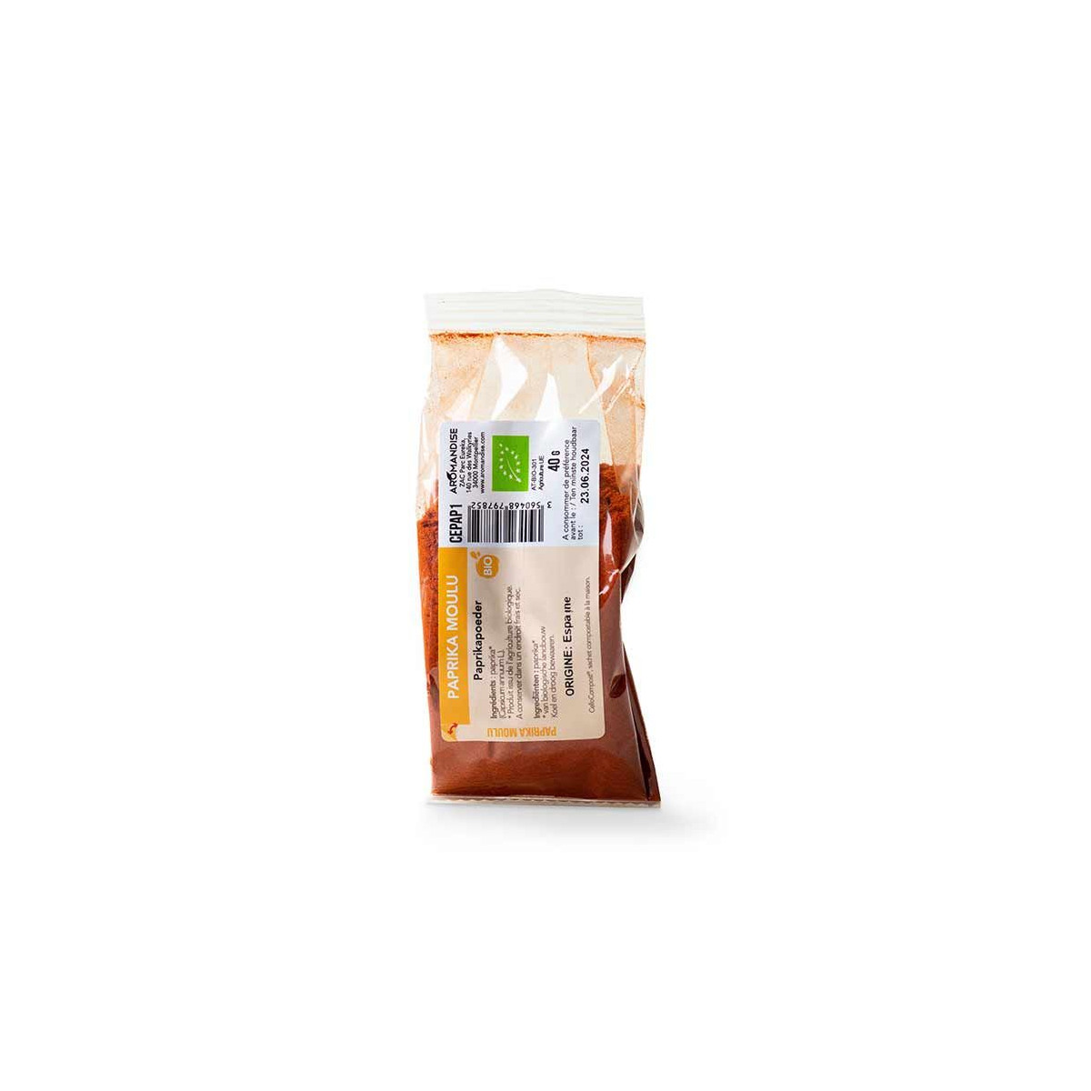 PAPRIKA MOULU sachet zéro plastique - face - Aromandise