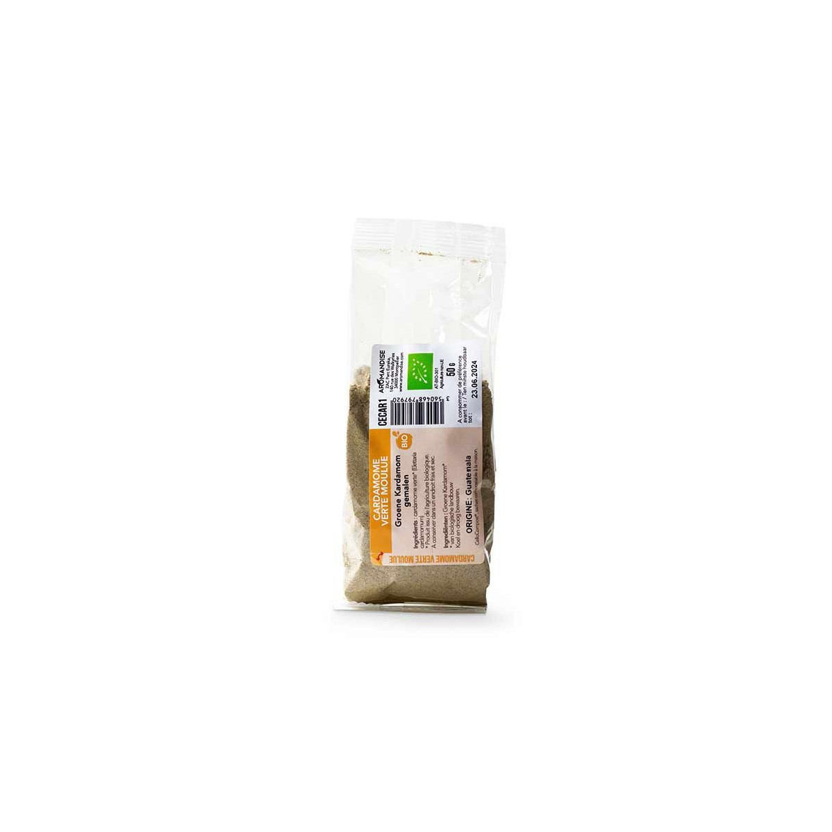 CARDAMOME VERTE MOULUE sachet zéro plastique - face 