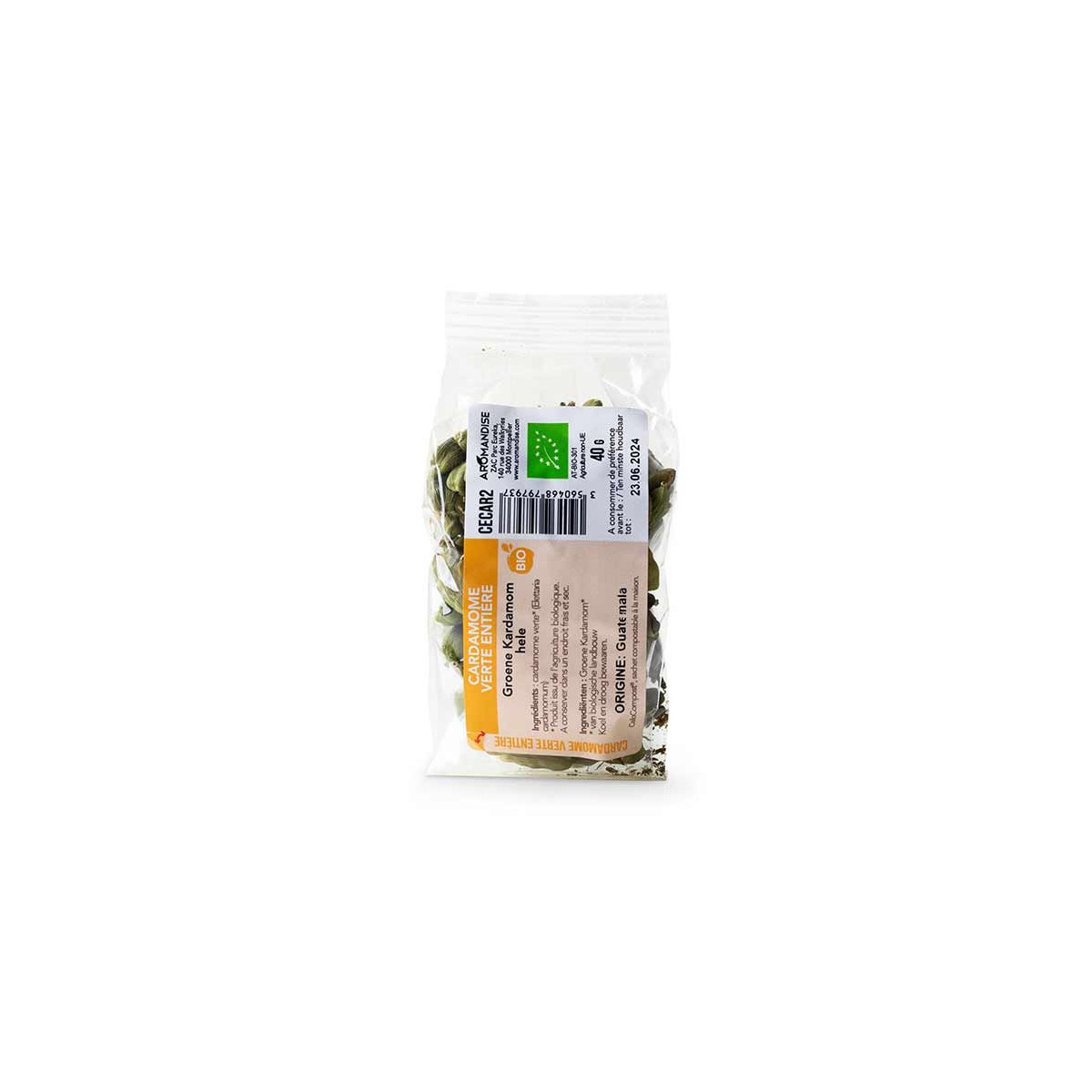 CARDAMOME VERTE ENTIÈRE sachet zéro plastique - face 