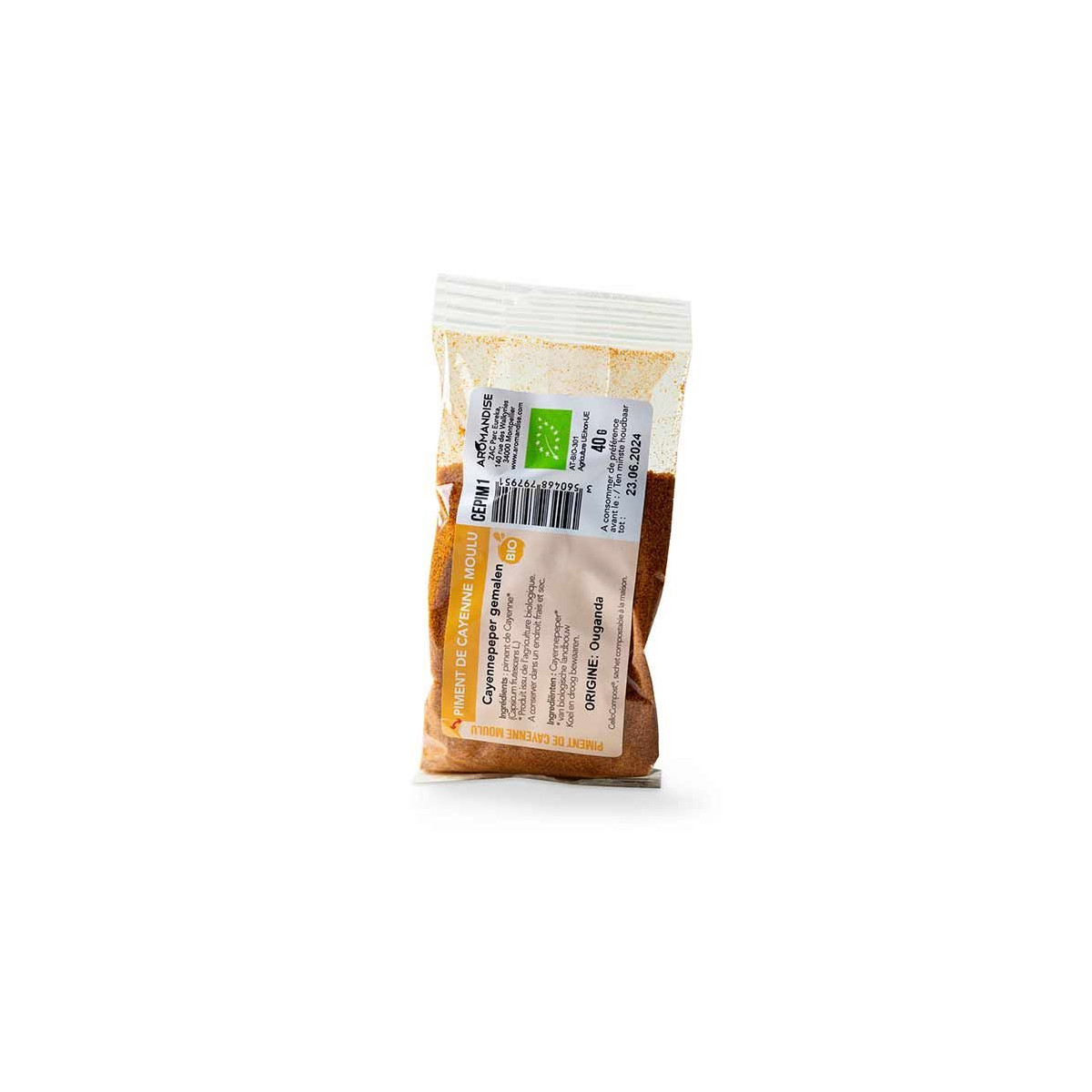 PIMENT CAYENNE MOULU sachet zéro plastique - face