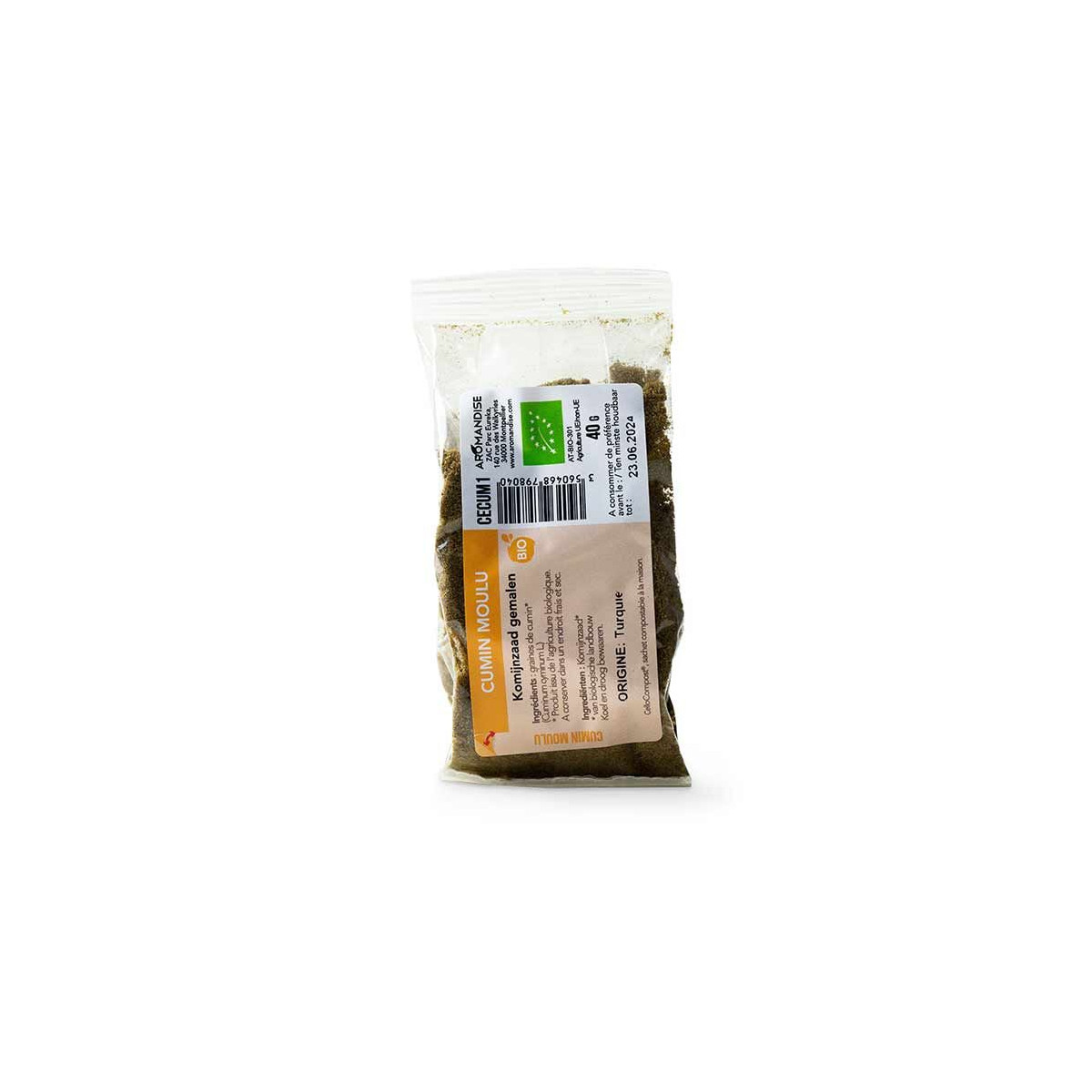 CUMIN MOULU sachet zéro plastique - face