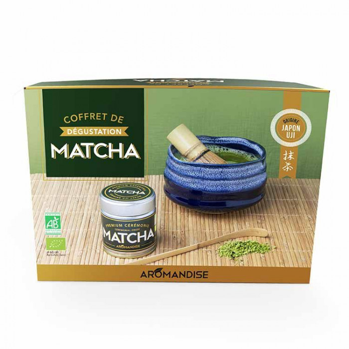 COFFRET MATCHA CÉRÉMONIE bol bleu - packaging avant - Aromandise