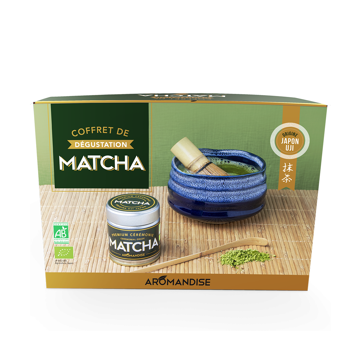 Coffret matcha dégustation bol bleu -aromandise