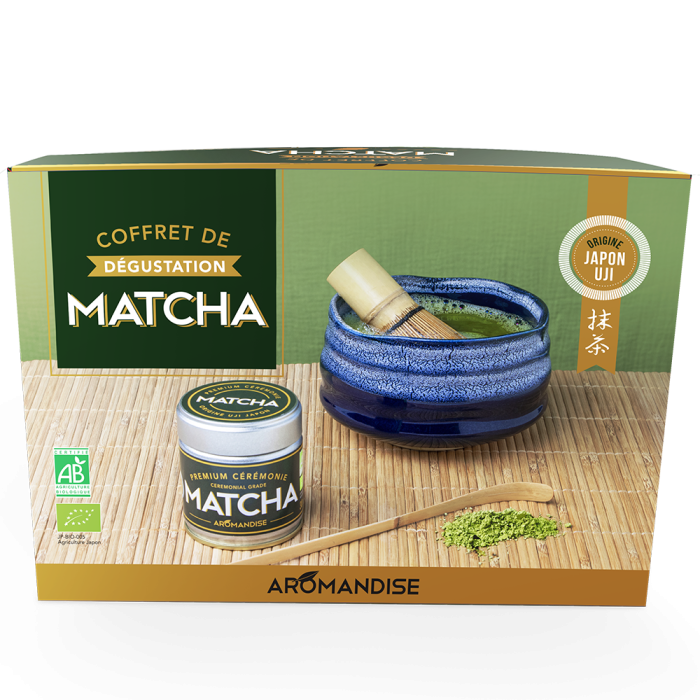 Coffret matcha dégustation bol bleu -aromandise