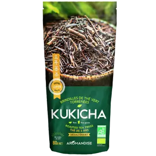 Thé vert grillé Kukicha - Thés bio japonais - Aromandise - Packaging av