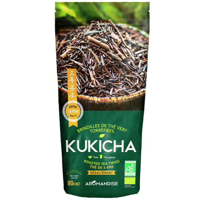 Thé vert grillé Kukicha - Thés bio japonais - Aromandise - Packaging av