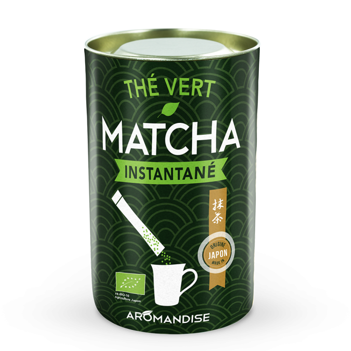 Thé Vert Matcha Instantané - Thés bio Japonais - Aromandise - face 1