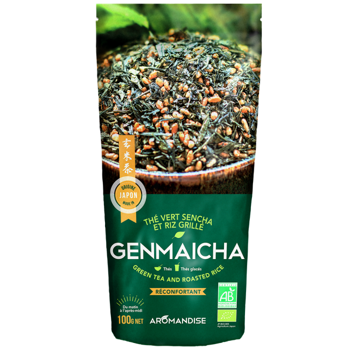 Thé vert et riz genmaicha - Thés bio japonais - Aromandise - Packaging av