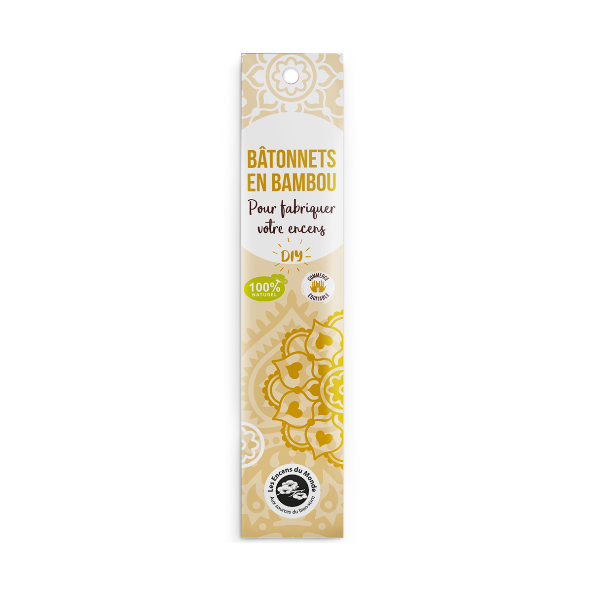 Bâtonnets de bambou nus pour encens DIY - face - Aromandise
