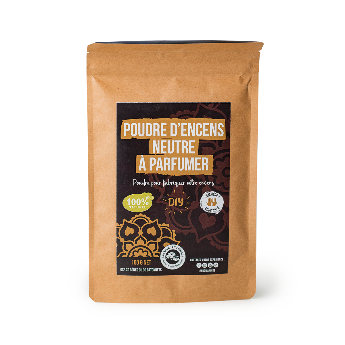 Poudre neutre à parfumer encens diy - face -aromandise