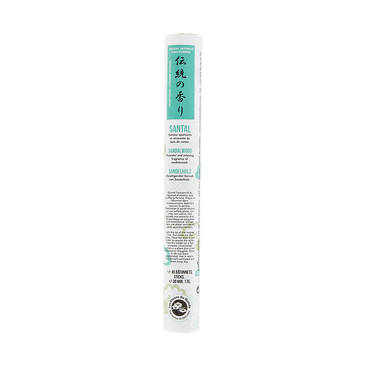 Santal - rouleau japonais court - Les Encens du Monde - Aromandise - zoom