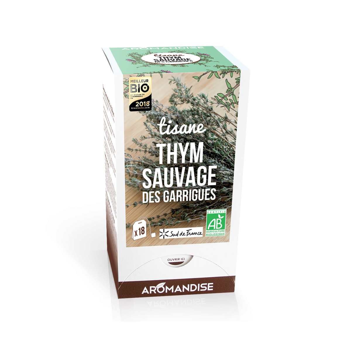Tisane thym sauvage des garrigues - Aromandise - Packaging