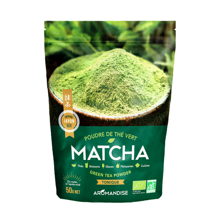 Poudre thé vert matcha - Thés bio japonais - Aromandise - pack