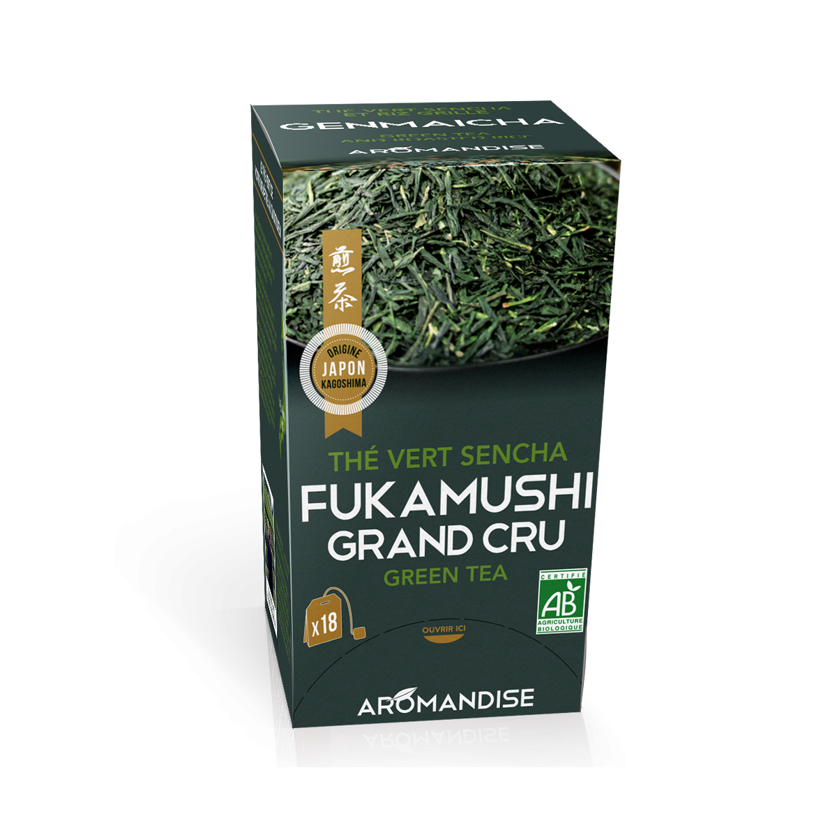 Thé vert Fukamushi Sencha Grand Cru en infusettes - face -aromandise