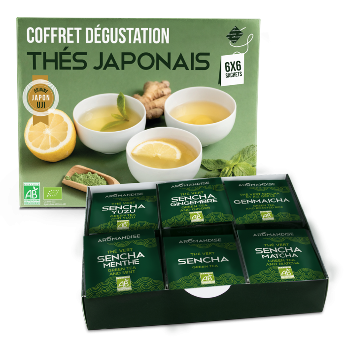 Coffret thés japonais en infusettes - vue de 3/4 - Aromandise