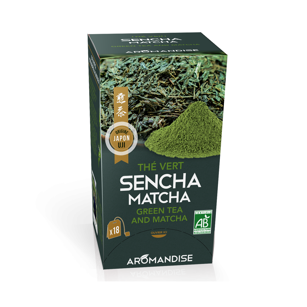 Thé vert Sencha et Matcha en infusettes - face - AROMANDISE