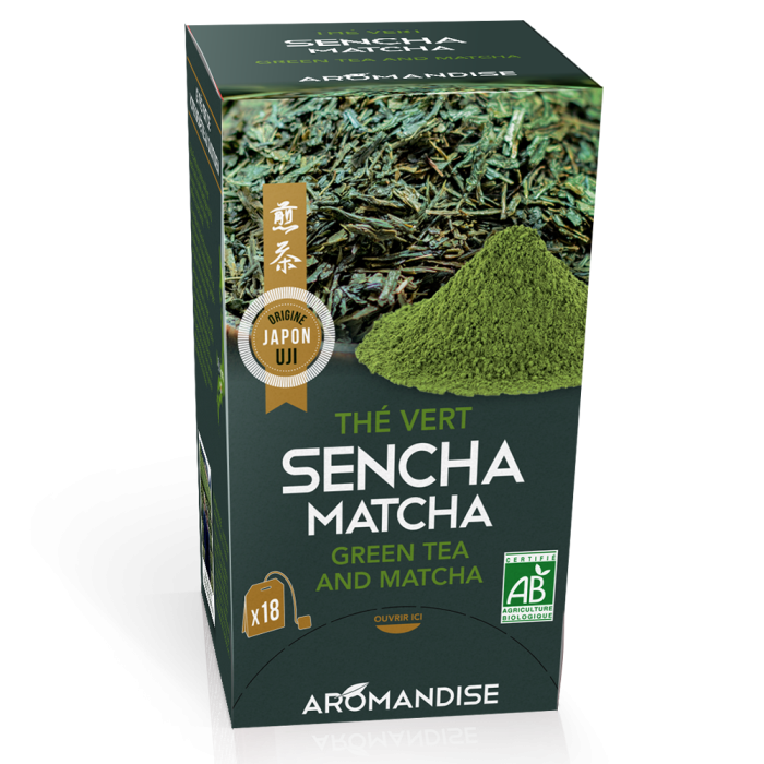 Thé vert Sencha et Matcha en infusettes - face - AROMANDISE