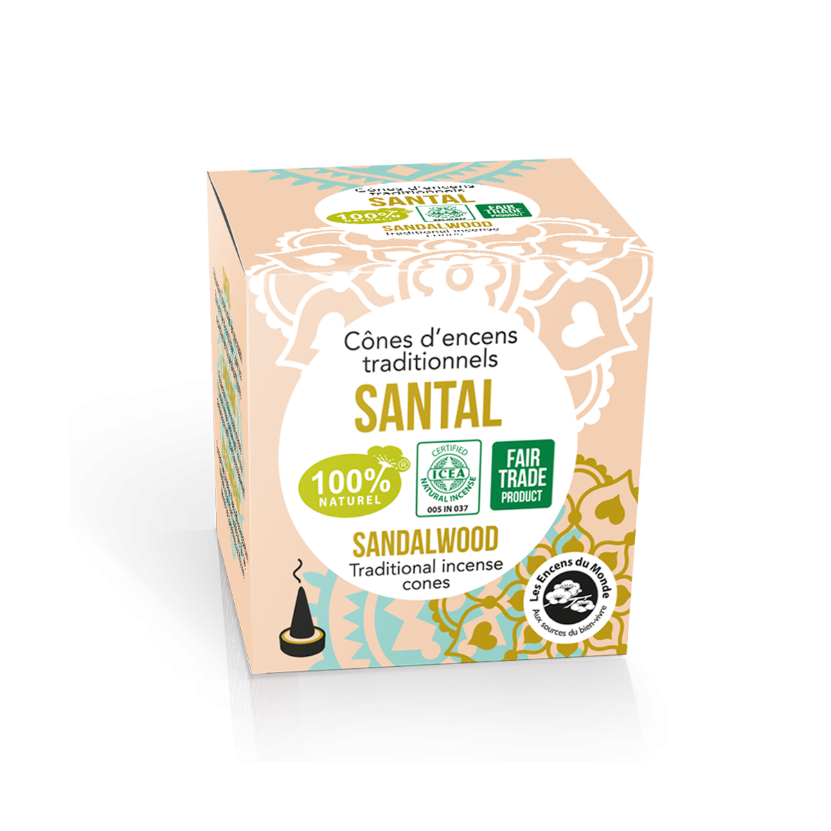 Santal - Cônes d'encens indiens - Les Encens du Monde - Aromandise - face