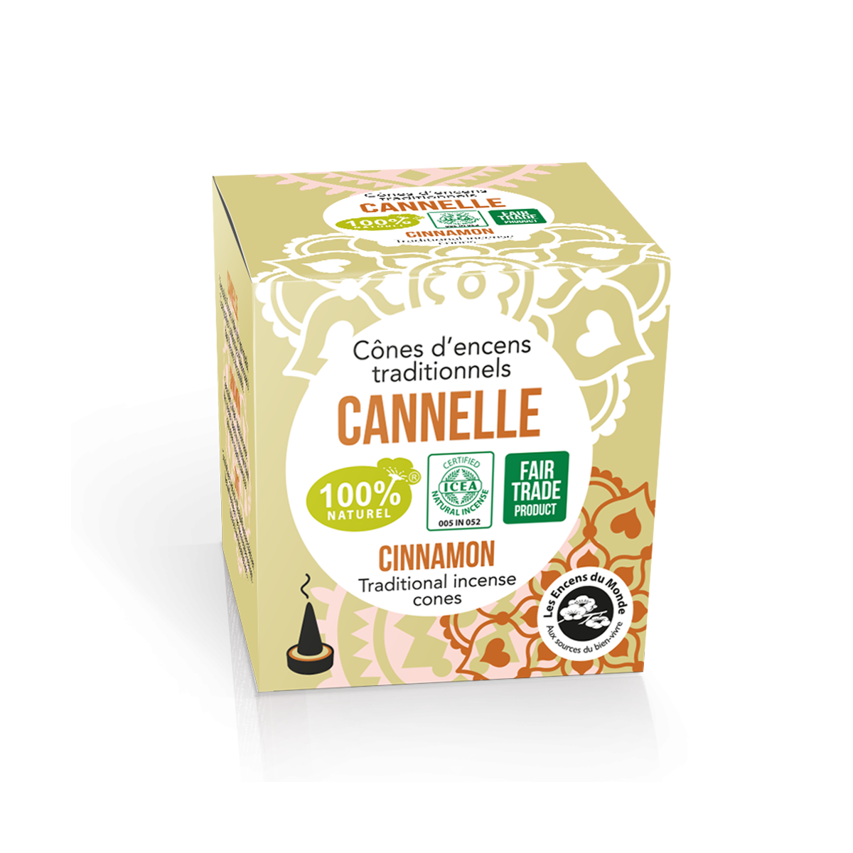 Cannelle - Cônes d'encens Indiens - Les Encens du Monde - Aromandise - face produit