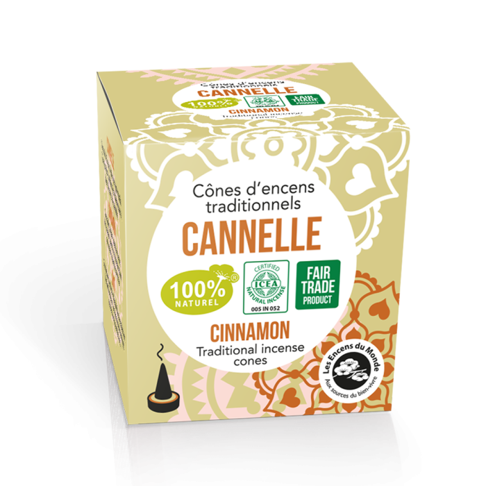 Cannelle - Cônes d'encens Indiens - Les Encens du Monde - Aromandise - face produit