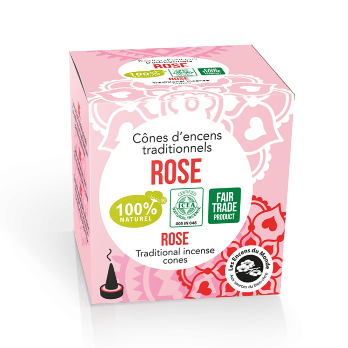 Rose - Cônes d'encens indiens - Les Encens du Monde - Aromandise - face