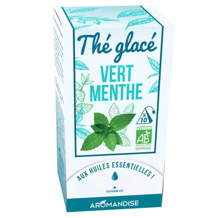 Thé glacé - thé vert à la menthe - Aromandise - packaging av