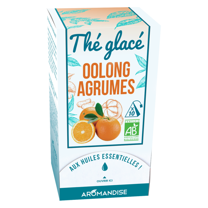 Thé glacé - Thé bleu-vert Oolong aux agrumes - Aromandise - packaging av