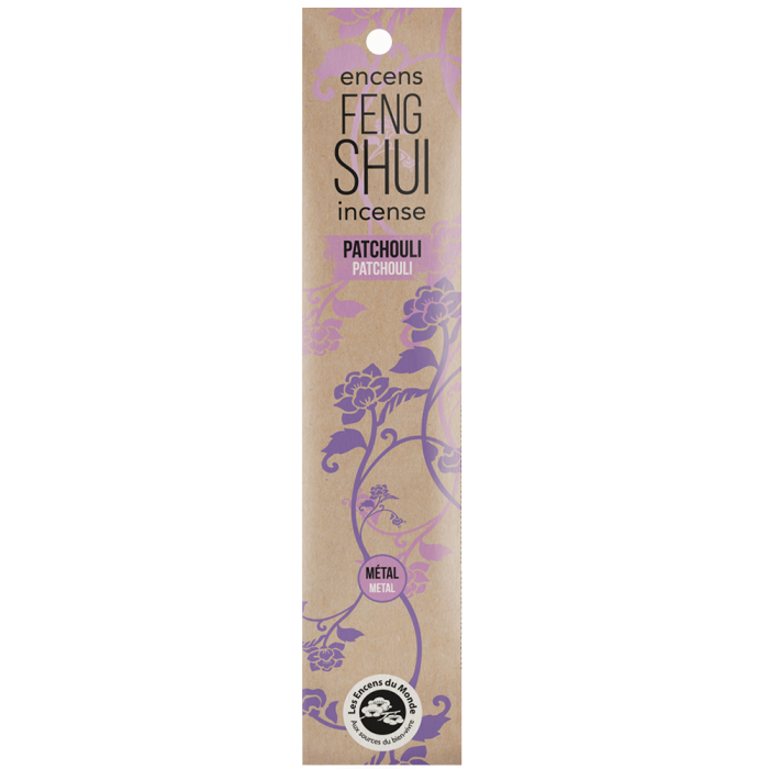 Encens Feng Shui élément métal - Patchouli - Les Encens du Monde - Aromandise - packaging av