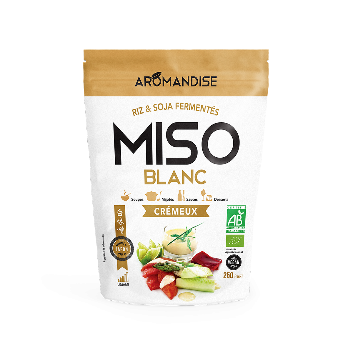 Miso Blanc Crémeux - épicerie japonaise - Aromandise - face