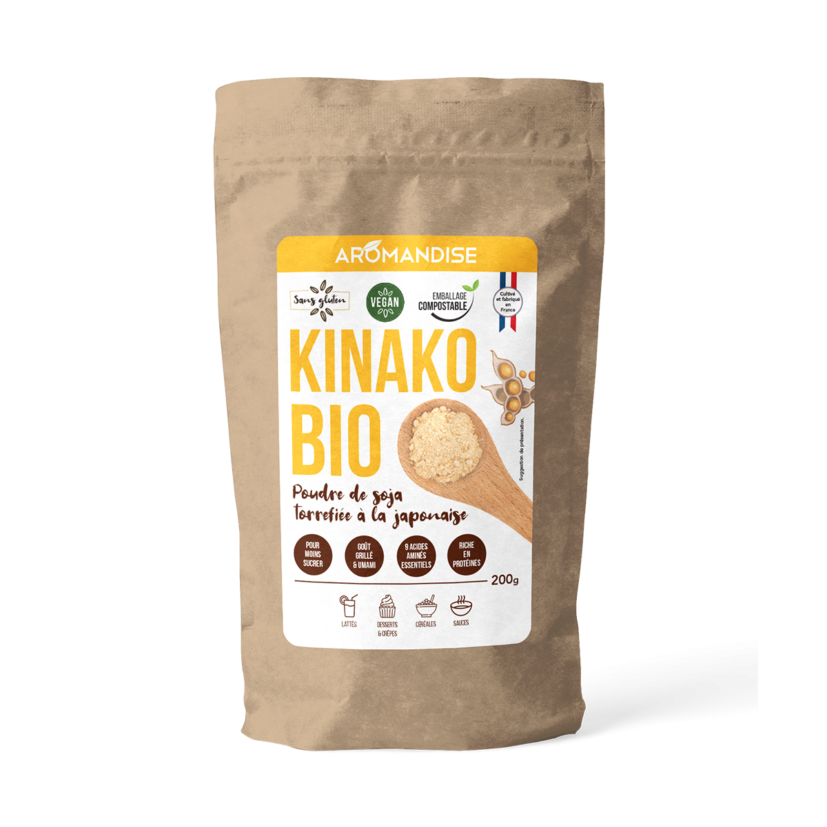 Poudre de soja torréfié Kinako - Kinako France - face - aromandise