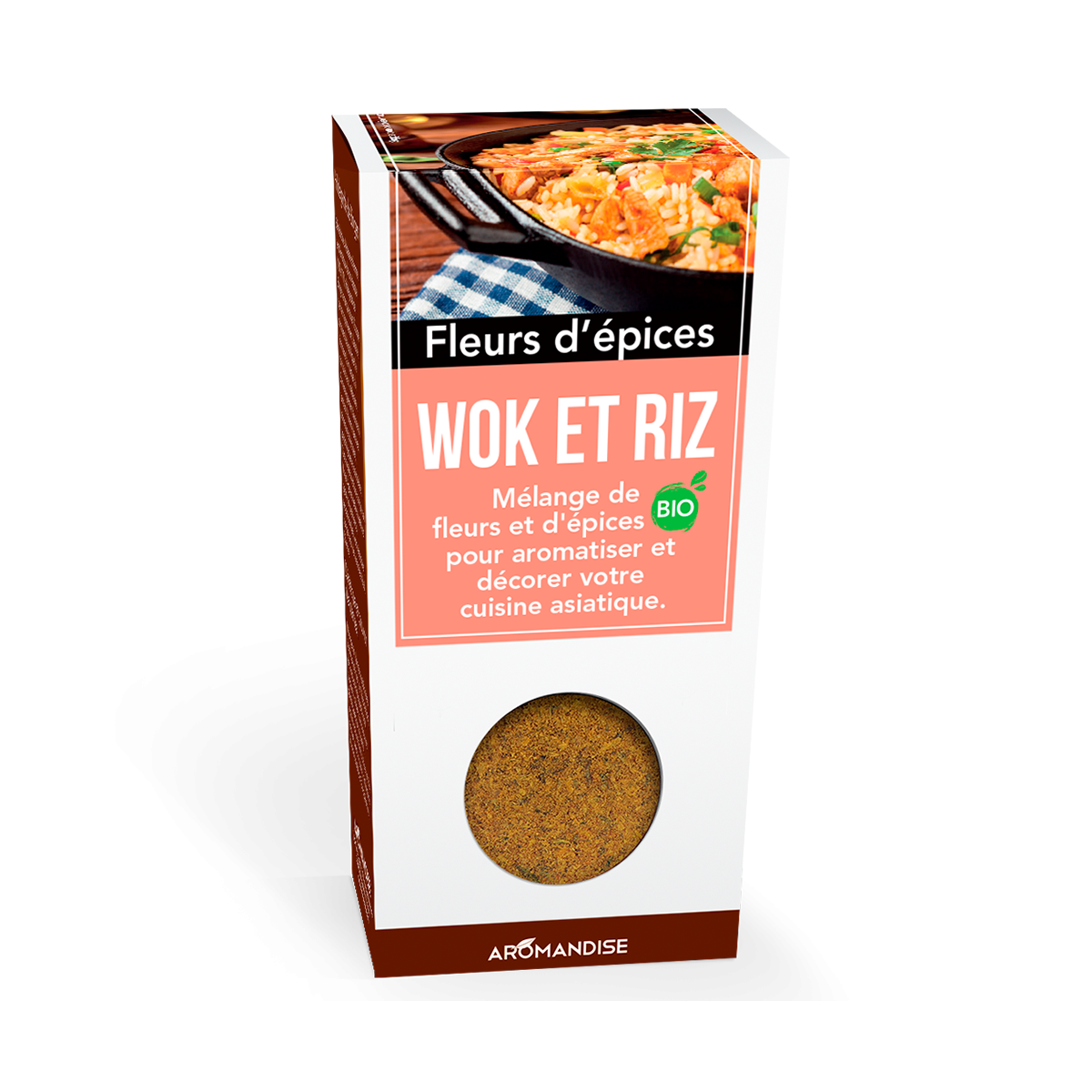 Wok et riz - Fleurs d'épices - face - Aromandise
