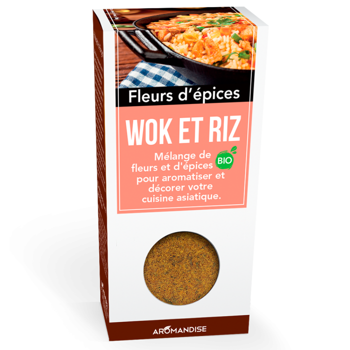 Wok et riz - Fleurs d'épices - face - Aromandise