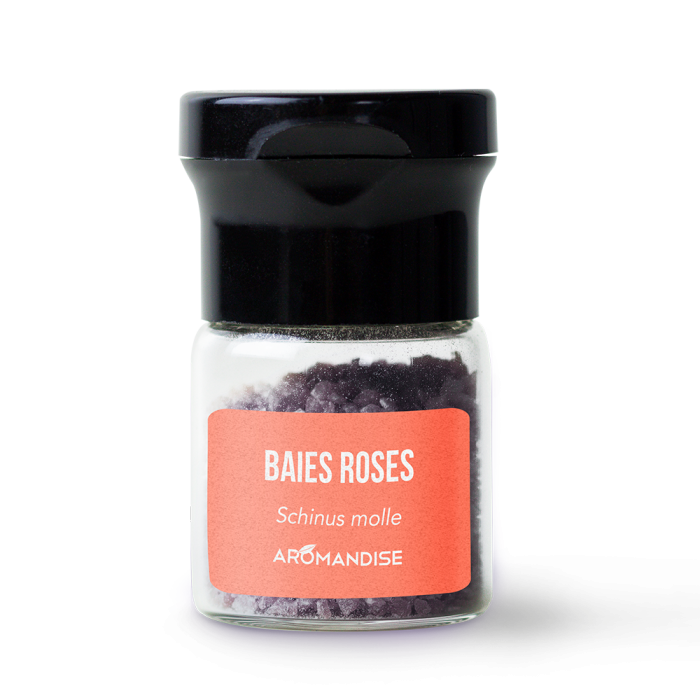 baies roses - cristaux d'huiles essentielles - Aromandise - tube
