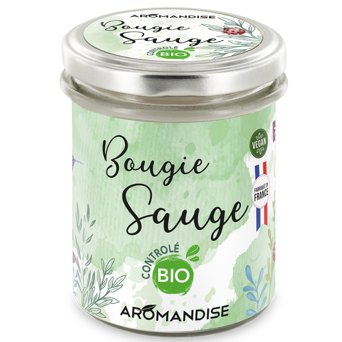 Bougie sauge - bio - Aromandise - face