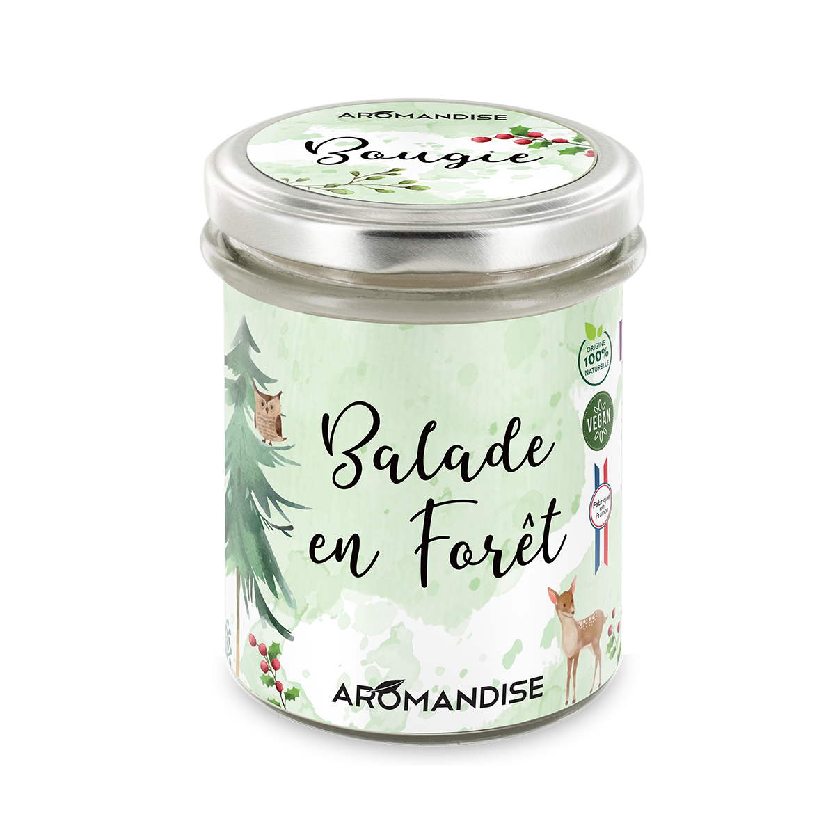 Bougie Balade en Forêt - bougie d'ambiance - Aromandise - face