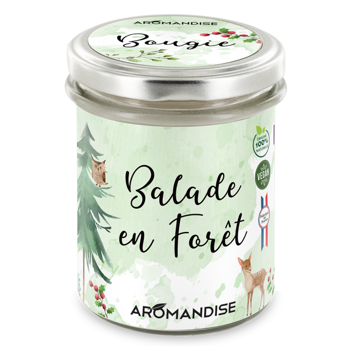 Bougie Balade en Forêt - bougie d'ambiance - Aromandise - face