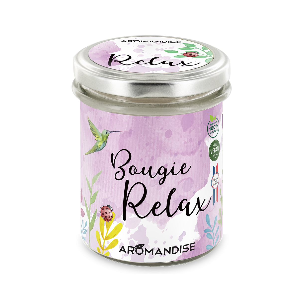 Bougie Relax - bougie d'ambiance - face - Aromandise