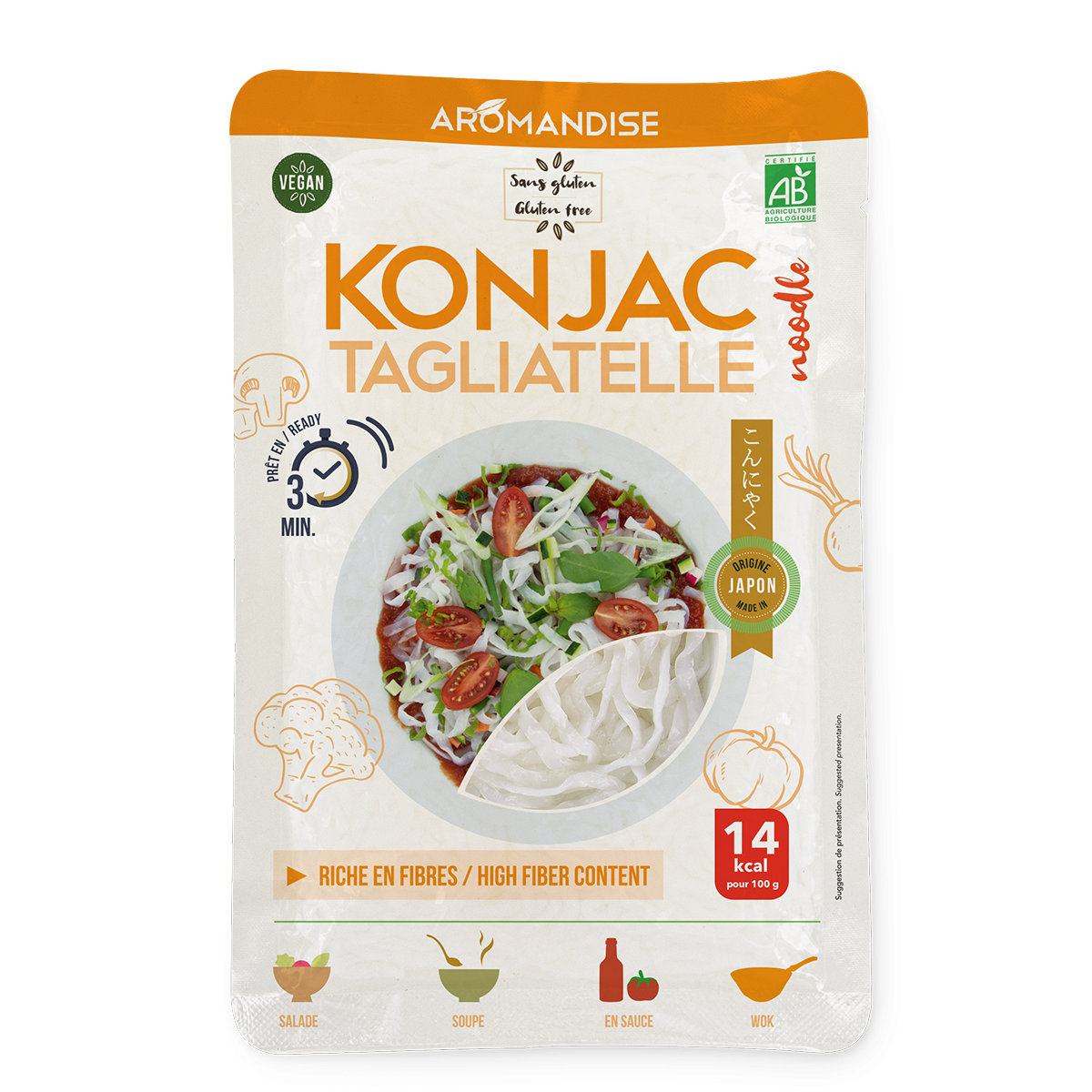 Tagliatelle de Konjac Nature - Substitut aux pâtes peu calorique