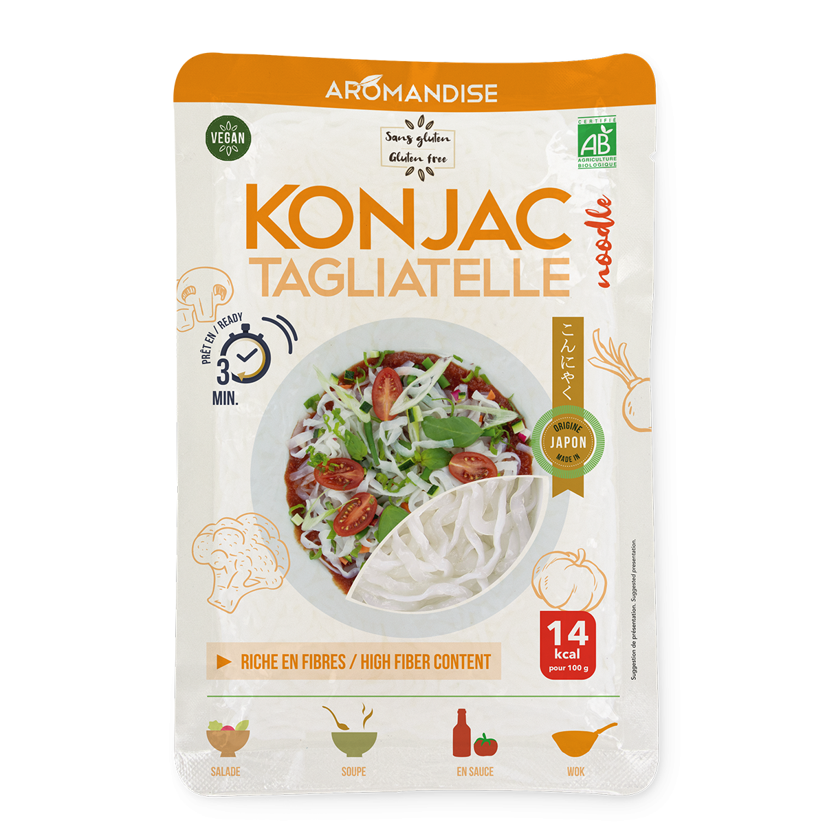 Tagliatelles de konjac minceur au saumon et citron, légume minceur