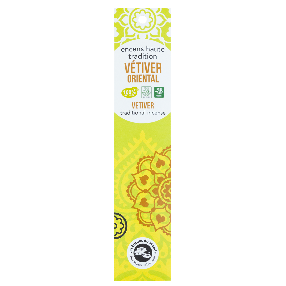 Encens Indien Haute Tradition - Vétiver - Les Encens du monde - Aromandise - Packaging