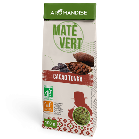 Maté gourmand cacao tonka - face - Aromandise