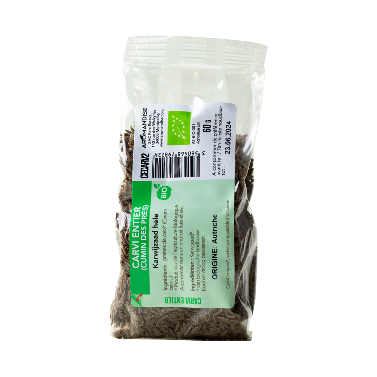 CARVI ENTIER (CUMIN DES PRÉS) sachet zéro plastique - face