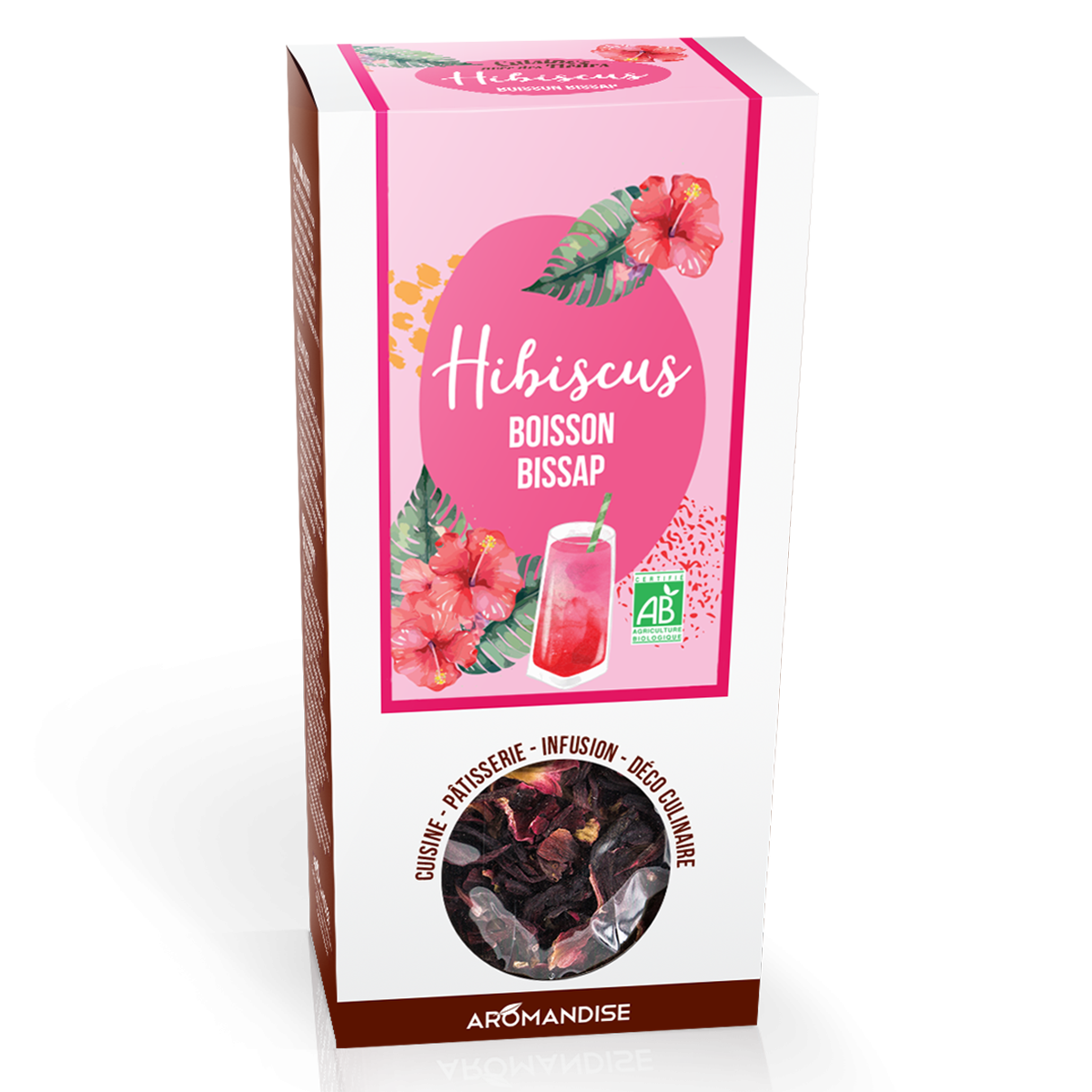 Pétales d'hibiscus - Fleurs à croquer - Aromandise - Packaging