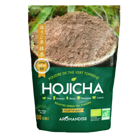 Poudre de thé vert Hojicha - Face - Aromandise