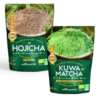 pack Kuwa matcha et Hojicha en poudre -Aromandise