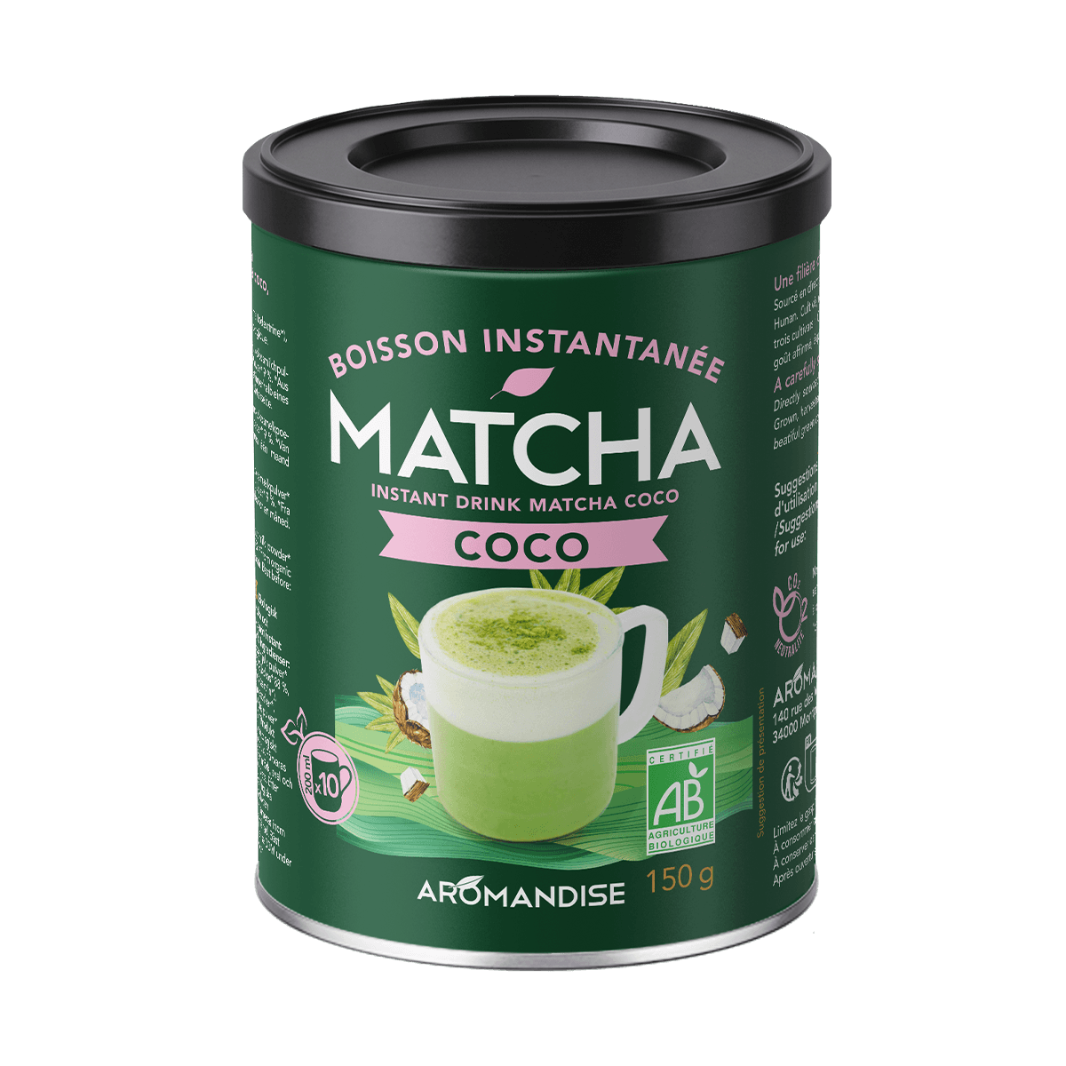 Matcha Coco - thés bio japonais - Aromandise - face