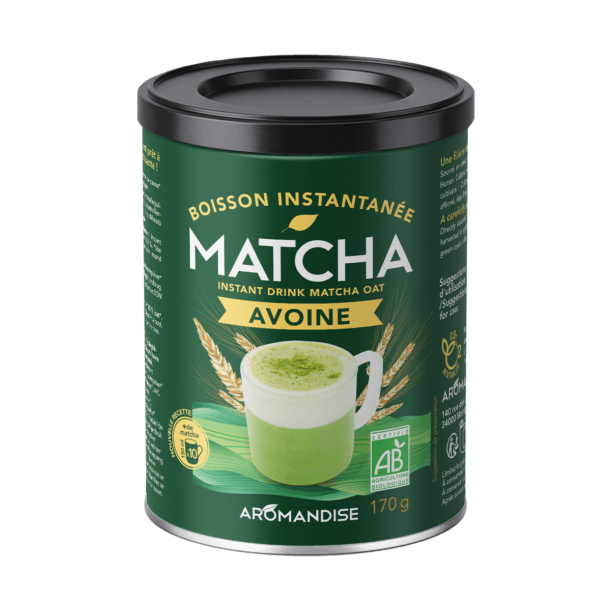 Matcha Avoine - thés bio japonais - Aromandise - face